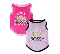 DOTEYAYP Camisa para perro, 2 chalecos de algodón de verano para perros pequeños, gatos, niño y niña (Miss Bossy, S)