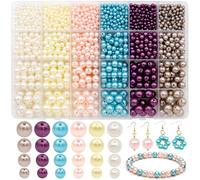 Dotilili 1890 Piezas Cuentas de Perlas, 4/6/8/10mm Perlas Redondas de vidrio para Pulseras Plástico Perlas de Imitación agujero, Perlas Artísticas para manualidades DIY joyas Decoración (6 colores-2)