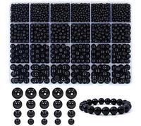 Dotilili 1890 Piezas Perlas Negro, 4/6/8/10mm Perlas Artísticas Cuentas negras para Manualidades Plástico Perlas Redondas con agujero, Perlas de Imitación para DIY Pulseras Collares Decoración