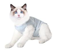 Dotoner Traje de recuperación Profesional para Gatos, Gata Camiseta de recuperación quirúrgica para heridas Abdominales Vendas Cono Cuello en Forma Alternativo(Azul,s)