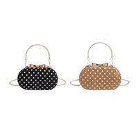 Dots - Bolso de noche para mujer con cadena desmontable y asa superior para eventos de graduación, ocasiones formales, Negro y marrón claro, 480.00x260.00x220.00mm/18.9x10.24x8.66inch, moda