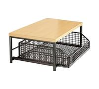 Dottduya Estantería para microondas para encimera de cocina - 37 x 26 x 18 cm, estructura de metal estable y placa de madera, estante de cocina con cesta extensible, estante para ahorrar espacio para