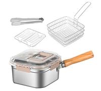 Dottduya Freidora - Sartén multifuncional, juego de freidora de acero inoxidable a prueba de salpicaduras para patatas fritas pollo y más apto para lavavajillas