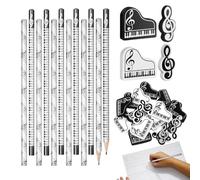 Dottduya Lápices De Madera Para Estudiantes | Lápices Con Nota Musical Y Goma De Borrar | Material Escolar Divertido Con Tema Musical Para Escribir Dibujar Bocetos Clases De Matemáticas Estudiantes