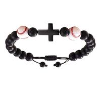 Dottduya Pulseras cristianas para hombres, pulseras de perlas deportivas naturales, pulsera de cuentas de cuerda trenzada, pulsera de creencias ajustable, símbolo negro para, Siehe Beschreibung, Ver