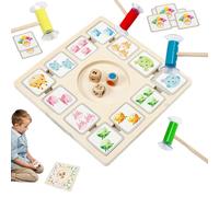 Dottduya Roll and Match Board Game, Dice Matching Game | Juguete de Tallo de Madera - Actividades educativas con 96 Tarjetas 3 Dados 4 palitos de succión, Juguete Preescolar para niños de más de 4