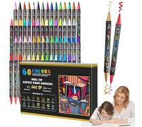 Dottduya Rotuladores Doble Cara - Rotuladores Para Diario Y Lettering,Juego De 60 Colores Con Punta Fina Y Pincel De Acrílico Creativo Para, Dibujar En, Tela, Madera Y Niños