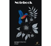 Dotted Line Paper Notebook "Hummingbird", with Gold Color tone dots. Medium size 7 x 10 in, 120 Pages.: Perfect for writing practice, Personal Diary ... bold matte cover is aesthetic, beautiful gift