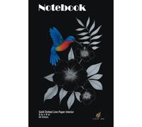 Dotted Line Paper Notebook "Hummingbird", with Gold Color tone dots. Small Size: 6 x 9 inches, 120 Pages Perfect Personal Diary: Perfect for writing ... Black, bold matte cover is aesthetic gift