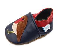 Dotty Fish Calzado Minimalista para bebés y niños. Zapatos Unisex de Piel Suave con Suela Antideslizante. Ligeros, Flexibles, Respirable y aprobados por podólogos - Petirrojo 6-12 Meses