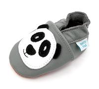 Dotty Fish Zapatos de Cuero Suave para bebés. Antideslizante. Panda Gris. 2-3 Años (25 EU)