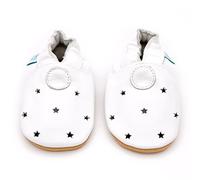 Dotty Fish Calzado Minimalista para bebés y niños. Zapatos Unisex de Piel Suave con Suela Antideslizante. Ligeros, Flexibles, Respirable y aprobados por podólogos - Estrellas Blancas 6-12 Meses