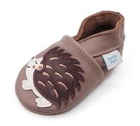 Dotty Fish Chaussures Unisexes en Cuir Souple, Patucos niños, Erizo Marrón Claro, 12 meses-18 Meses