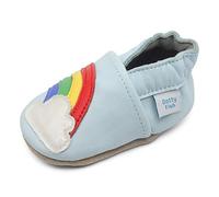 Dotty Fish Girls Soft Leather Baby Shoes, Zapatos para bebé Unisex, Blue with Rainbow, 0 6 Meses