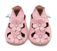 Dotty Fish Sandalias de Cuero Barefoot para Bebé - Flor rosa 12-18 meses