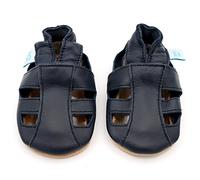 Dotty Fish Sandalias de Cuero con Suela Blanda para Bebés y Niños - Sensación Descalzo, Suela Antideslizante, Transpirables, Ligeras y Flexibles, Zapatos de Verano, Niños y Niñas - Marina 12-18 meses