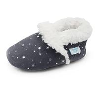 Dotty Fish Zapatillas de bebé de ante. Bebés. Niños pequeños. Forrada de borreguillo. Pantuflas. Estrellas de Plata. 3-4 Años (27 EU)