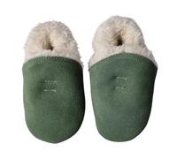 Dotty Fish Zapatillas de Casa de Ante para Bebés y Niños - Barefoot, Forro Polar, Antideslizantes, Ligeras, Flexibles y Cálidas, Pantuflas de Invierno para Niños y Niñas - Verde Caqui 6-12 Meses