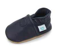 Dotty Fish Zapatos de Cuero Suave para bebés. Antideslizante. Azul Marino Liso. 18-24 Meses (23 EU)