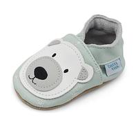 Dotty Fish Zapatos de Cuero Suave para bebés. Antideslizante. Oso Polar Azul Hielo. 3-4 Años (27 EU)