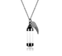 DOTUIARG Acero inoxidable de 12 mm con urna de ala, colgante, portacenizas, colgante conmemorativo, collar de recuerdo, joyería