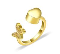 DOTUIARG Anillo de cremación en forma de corazón de mariposa para cenizas para mujeres Portacenizas conmemorativo para seres queridos urnas anillo de mano Joyería funeraria