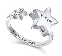 DOTUIARG Anillo de dedo de urna para cenizas para mujeres Anillo conmemorativo de cenizas de acero inoxidable para mujeres
