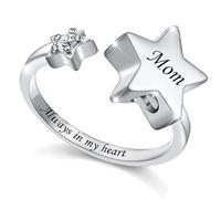 DOTUIARG Anillo de dedo de urna para cenizas para mujeres Cenizas conmemorativas de acero inoxidable para guardar anillo abierto para mujeres