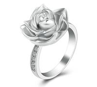 DOTUIARG Anillo de Urna de Flor de Rosa para Humano/Mascota Cenizas Recuerdo Joyería Conmemorativa Puede Ser Grabado Anillos de Dedo de Cremación