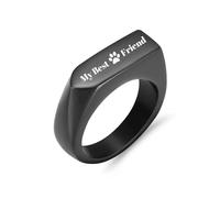DOTUIARG Anillos de cremación para cenizas para hombres, diseño geométrico de acero inoxidable, huella de pata Anillo de dedo de mi amigo, urnas conmemorativas joyas
