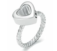 DOTUIARG Anillos de cremación para cenizas Urnas de vidrio en forma de corazón Anillo de dedo Acero inoxidable Mascotas humanas Portador de cenizas Urna de recuerdo Joyería