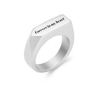 DOTUIARG Anillos de cremación para siempre en mi corazón para cenizas para hombres, anillos geométricos de dedos de acero inoxidable urnas conmemorativas joyería