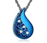 DOTUIARG Árbol de la Vida Collar de urna en forma de lágrima Cremación Joyería para cenizas Colgante conmemorativo Regalo funerario para la pérdida de seres queridos
