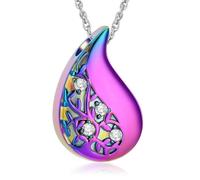 DOTUIARG Árbol de la Vida Collar de urna en forma de lágrima Cremación Joyería para cenizas Colgante conmemorativo Regalo funerario para la pérdida de seres queridos