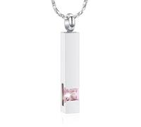 DOTUIARG Bar de cremación de cristal conmemorativo de acero inoxidable Urna joyería Portacenizas collar colgante para guardar recuerdos Serie de piedras de nacimiento