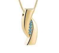 DOTUIARG Colgante de cremación de acero inoxidable con incrustación de oro, memorial para cenizas de recuerdos amados, joyería de urna joyería
