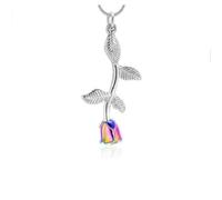 DOTUIARG Colgantes de hojas de flores de color plata/dorado Collar Joyería de cremación Joyería para cenizas Recuerdo Joyería de memoria eterna