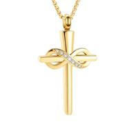 DOTUIARG Collar de cremación con cruz incrustada para las cenizas de seres queridos joyería conmemorativa de acero inoxidable