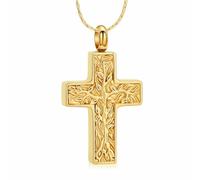 DOTUIARG Collar de urna con cruz para cenizas, cremación del árbol de la vida, colgante de recuerdo, mascota humana, regalo conmemorativo para mujeres hombres