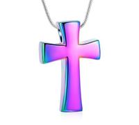 DOTUIARG Collar de urna con cruz para cenizas, joyería de cremación de acero inoxidable, colgante de ceniza, recuerdo de mascota humana, joyería conmemorativa para mujeres hombres