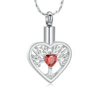 DOTUIARG Collar de urna de corazón del Árbol de la Vida para cenizas Joyería de urna Relicario de recuerdo para el portacenizas humanas Colgante conmemorativo para mujeres