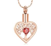 DOTUIARG Collar de urna de corazón del Árbol de la Vida para cenizas Joyería de urna Relicario de recuerdo para el portacenizas humanas Colgante conmemorativo para mujeres