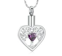 DOTUIARG Collar de urna de corazón del Árbol de la Vida para cenizas Joyería de urna Relicario de recuerdo para el portacenizas humanas Colgante conmemorativo para mujeres