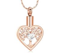 DOTUIARG Collar de urna de corazón del Árbol de la Vida para cenizas Joyería de urna Relicario de recuerdo para el portacenizas humanas Colgante conmemorativo para mujeres