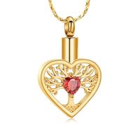 DOTUIARG Collar de urna de corazón del Árbol de la Vida para cenizas Joyería de urna Relicario de recuerdo para el portacenizas humanas Colgante conmemorativo para mujeres
