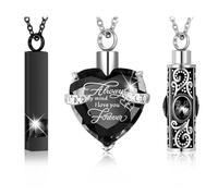 DOTUIARG Collar de urna de cremación de 3 piezas para cenizas, recuerdo de cremación, joyería de cremación, barra vertical/corazón/collar de urna cilíndrica