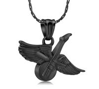 DOTUIARG Collar de urna de guitarra para cenizas Alas de ángel cremación Joyería de recuerdo Colgante para el portacenizas funeraria Regalo conmemorativo para seres queridos