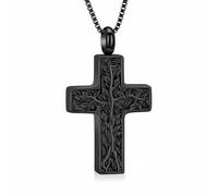 DOTUIARG Collar de urna del árbol de la vida para cenizas Cruz Joyería de cremación para mujeres hombres Colgante de cenizas Recuerdo conmemorativo para joyería para humanos