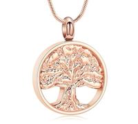 DOTUIARG Collar de urna del Árbol de la Vida para cenizas, joyería de cremación, colgante de recuerdo de cenizas humanas de acero inoxidable para mujeres hombres
