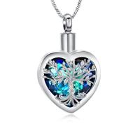 DOTUIARG Collar de urna del Árbol de la Vida para Cenizas Portajoyas de Cremación de Corazón para Mujeres Conservador